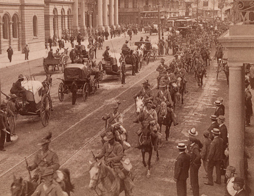 British Troops Marching in South Africa on the Way to the Front