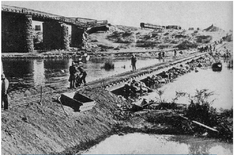 Boer war - Troops Building a Bridge